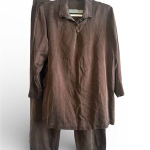 Vintage Hanna Hartnell Women’s 2pc 100% Silk Blouse & Pants Size M